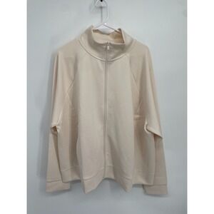 Fabletics Plush Interlock Jacket Women's 4X Plus Oats Raglan Sleeve Full Zip NWT
